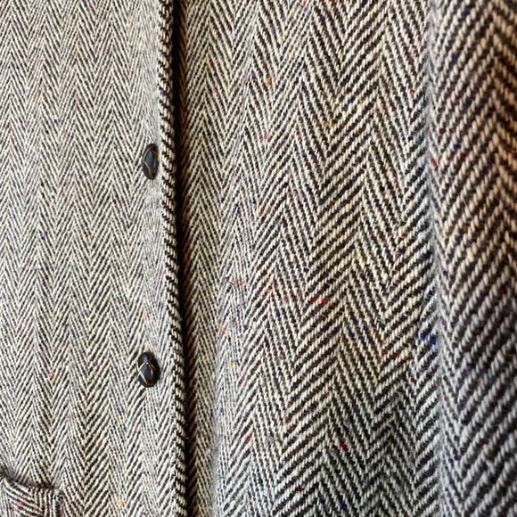 Larry Levine Dress Coat Size 12 Wool Blend Herringbone Tweed Jacket - Picture 2 of 8